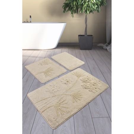 Alfombra de baño Set (3 piezas) Orkide  beige