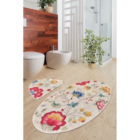 Alfombra de baño Set (2 piezas) Arya Oval multicolor