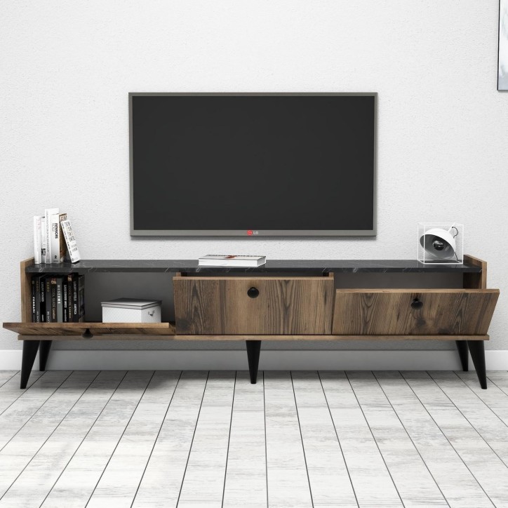 Mueble TV Lidya mármol nogal