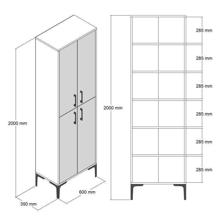 Mueble auxiliar Berlin A antracita nogal