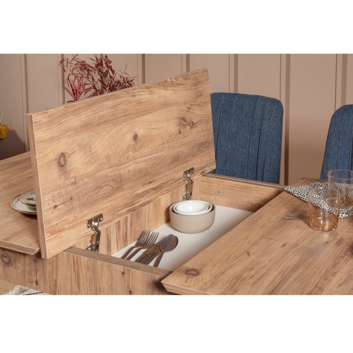 Set mesa comedor extensible y sillas (5 piezas) Vina pino atlántico azul oscuro