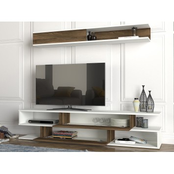 Mueble TV con estante Manyetik nogal blanco - 756FRN3039