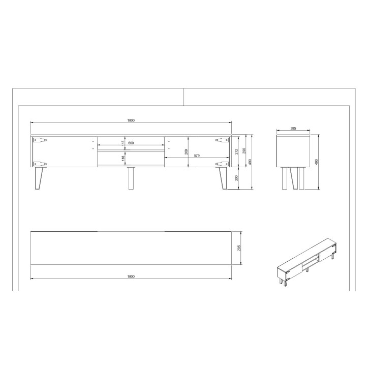 Mueble TV Anthes 2 negro nogal