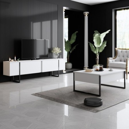 Mueble TV Luxe blanco negro