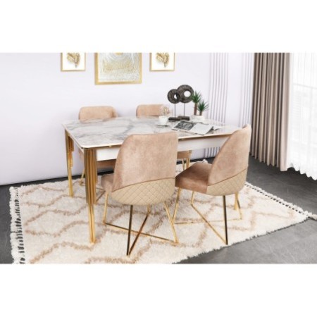 Mesa de comedor extensible Damla 1102 blanco oro