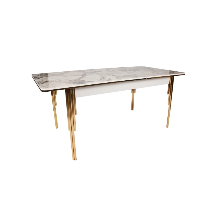 Mesa de comedor extensible Damla 1102 blanco oro