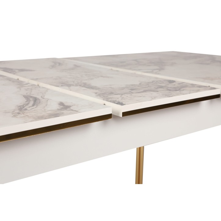 Mesa de comedor extensible Damla 1102 blanco oro