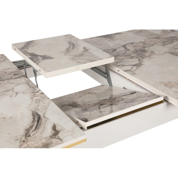 Mesa de comedor extensible Damla 1102 blanco oro