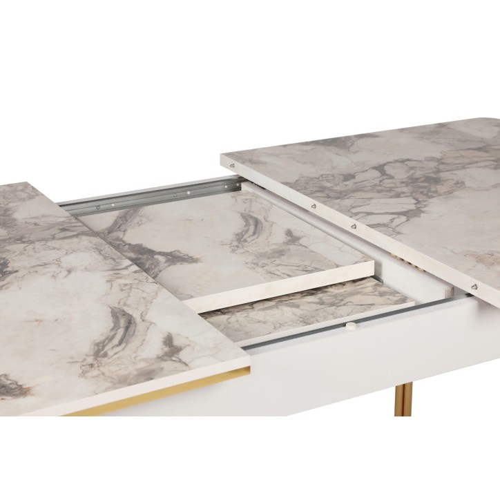 Mesa de comedor extensible Damla 1102 blanco oro