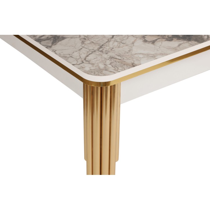 Mesa de comedor extensible Damla 1102 blanco oro