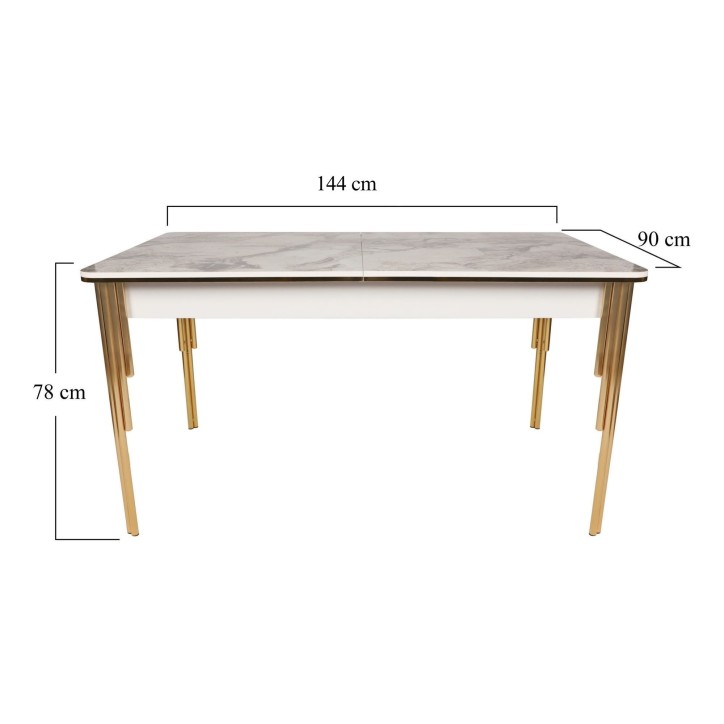 Mesa de comedor extensible Damla 1102 blanco oro