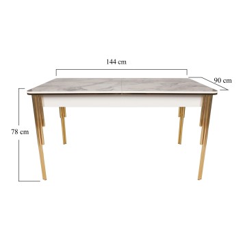 Mesa de comedor extensible Damla 1102 blanco oro - 974NMB1504