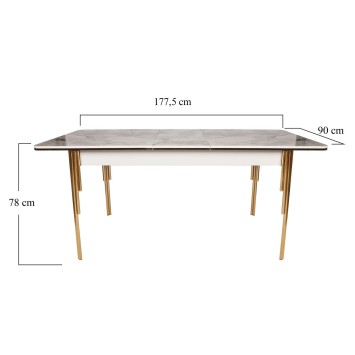 Mesa de comedor extensible Damla 1102 blanco oro - 974NMB1504