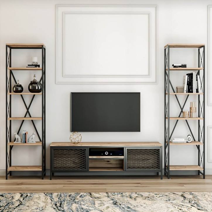 Mueble TV con estante Maxim pino negro