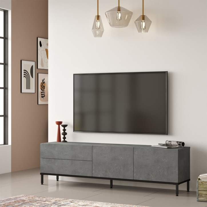 Mueble TV LV6-RL negro plata