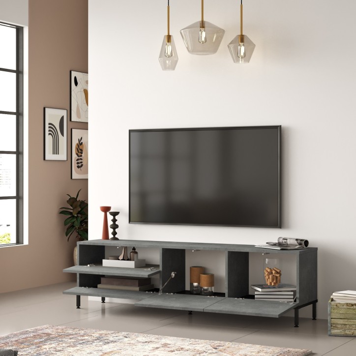 Mueble TV LV6-RL negro plata