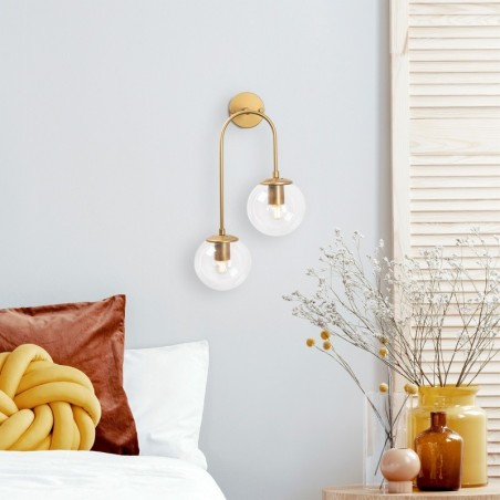 Lámpara de pared Jewel-10580 oro brillante metal vidrio 30x24x55 cm