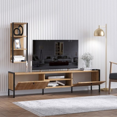 Mueble TV con estante Paola roble negro