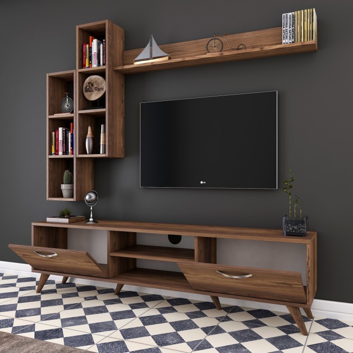 Mueble TV con estante M16-262 nogal