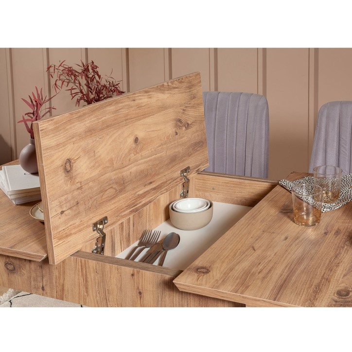 Set mesa comedor extensible y sillas (5 piezas) Vina pino atlántico soho