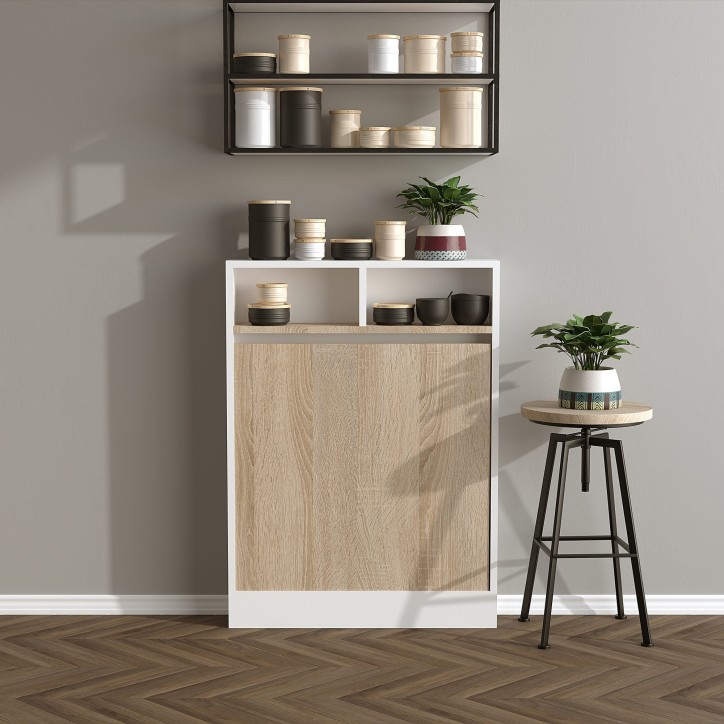 Mesa plegable Bracked blanco madera natural