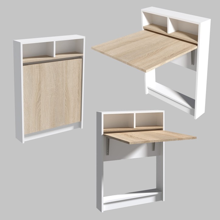 Mesa plegable Bracked blanco madera natural