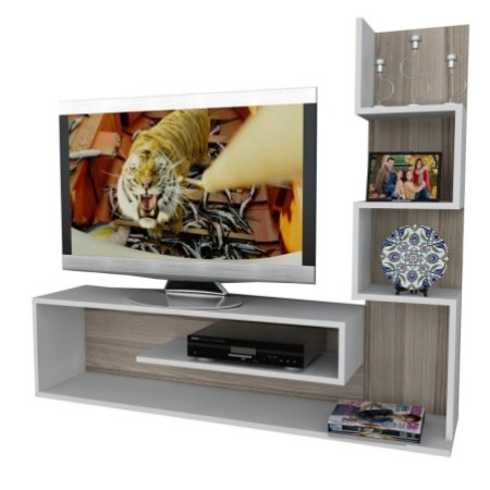 Mueble TV con estante Metehan córdoba blanco