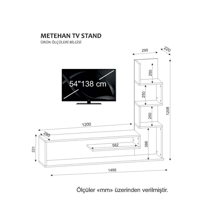 Mueble TV con estante Metehan córdoba blanco