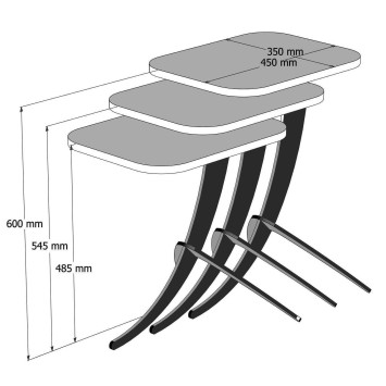 Set mesas de café (3 piezas) Pion nogal - 845HCT2843