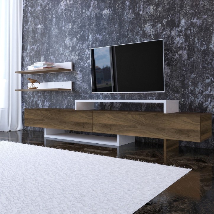 Mueble TV con estante NirvanaTeak teca blanco