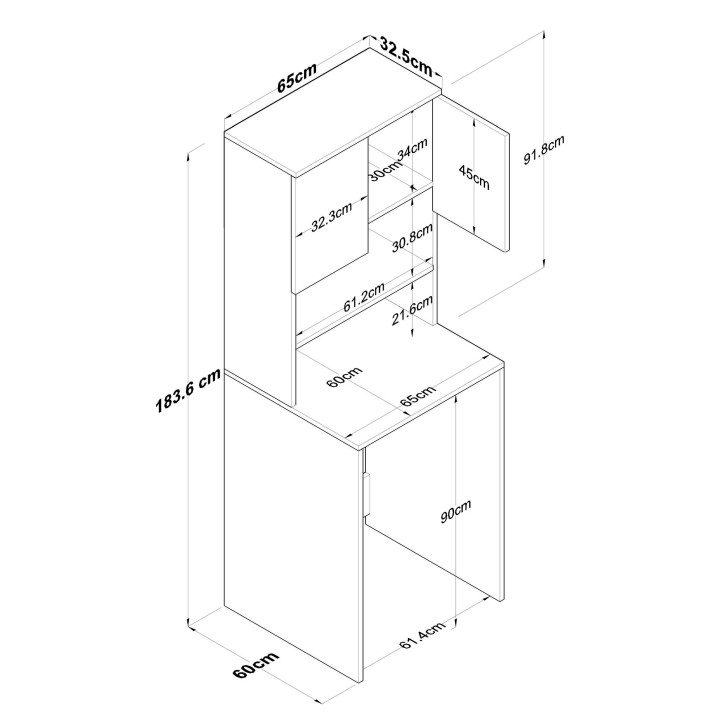 Mueble de lavadora KD101-1950 nogal blanco