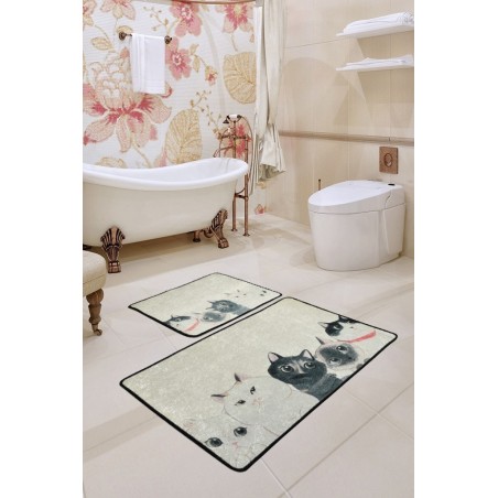 Alfombra de baño Set (2 piezas) Angry Cats DJT multicolor