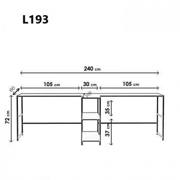 Escritorio de estudio Massası L193 negro - 285LCV1114