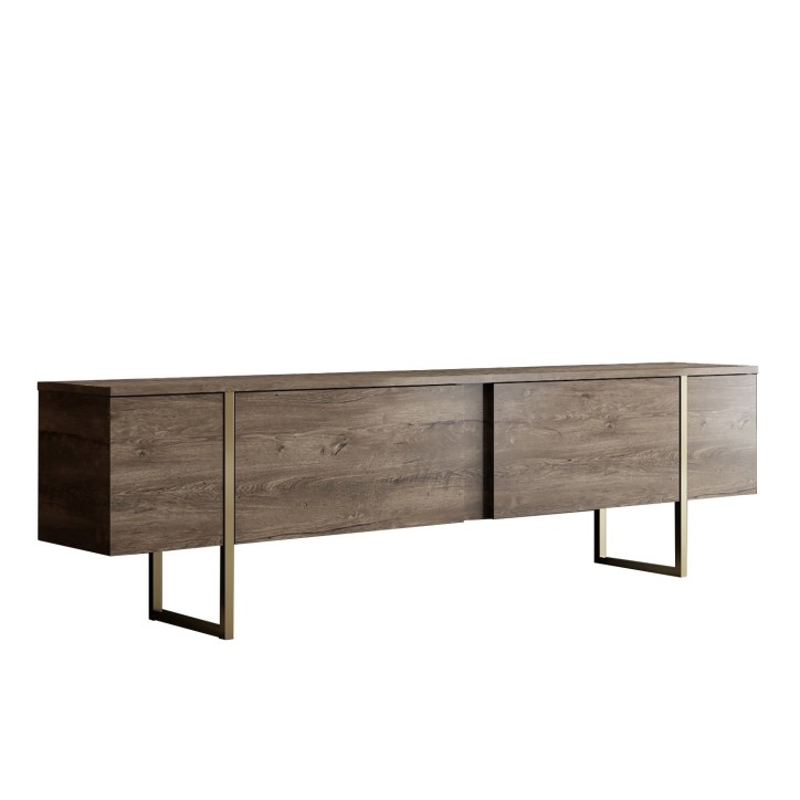 Mueble TV Luxe dorado nogal