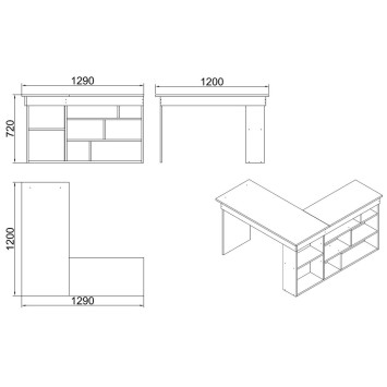 Escritorio de estudio CT5-W blanco - 956LCS1113