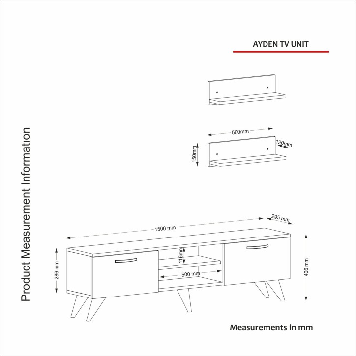 Mueble TV con estante Ayden mármol nogal