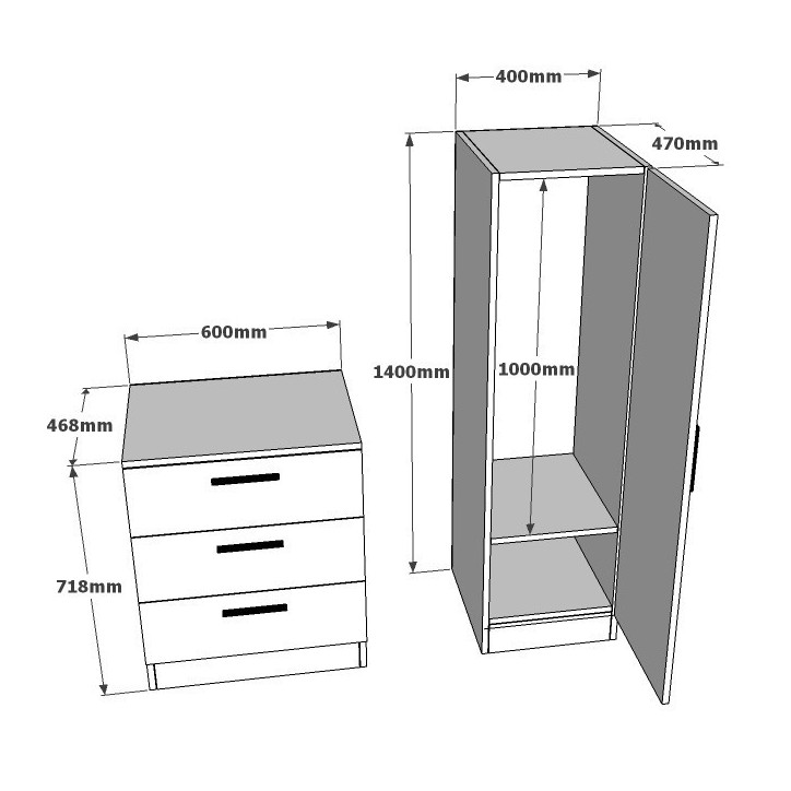 Mueble auxiliar CC6-AW pino atlántico blanco