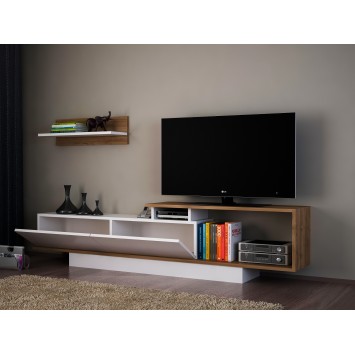 Mueble TV con estante Asos nogal blanco - 745DCD3030