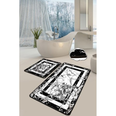 Alfombra de baño Set (2 piezas) Marmor  blanco negro