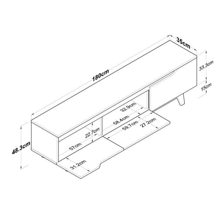 Mueble TV D1-2472 nogal blanco