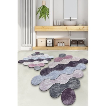 Alfombra de baño Set (2 piezas) Circle  lila gris púrpura