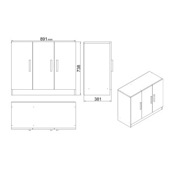 Conjunto de muebles de oficina VO16-BA antracita nogal - 956LCS2125