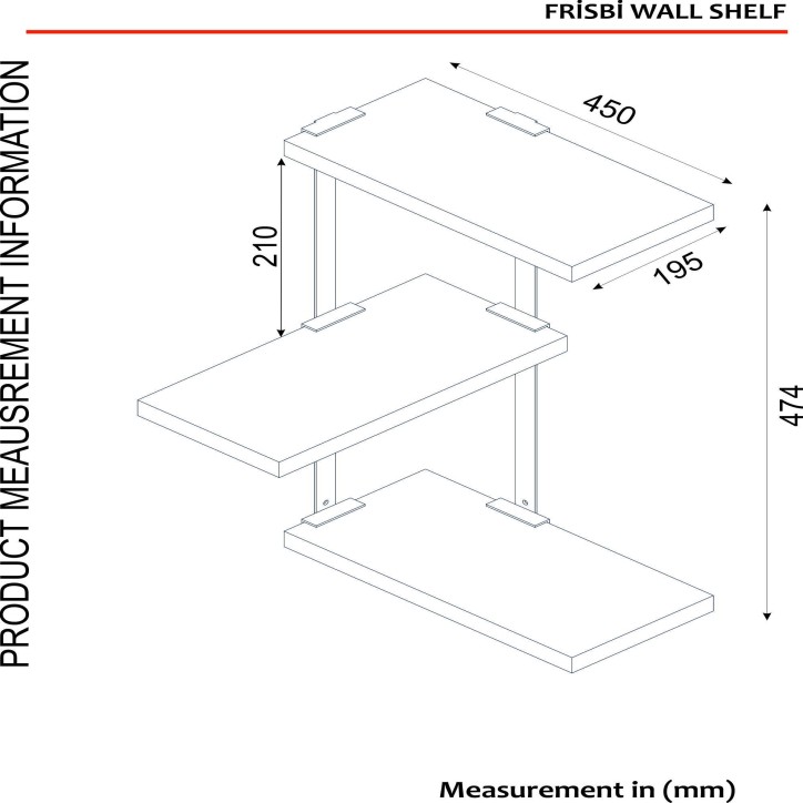 Estante de pared Frisbi negro nogal