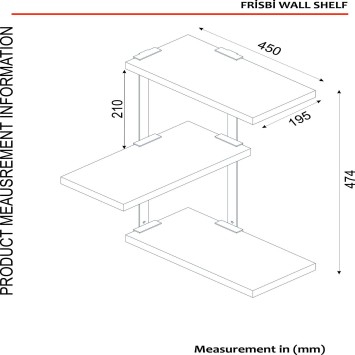 Estante de pared Frisbi negro nogal - 804TRH1613