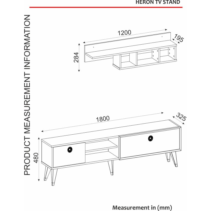 Mueble TV con estante Heron verde nogal