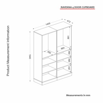 Armario Ravenna 4 Kapılı dorado blanco - 804TRH3904