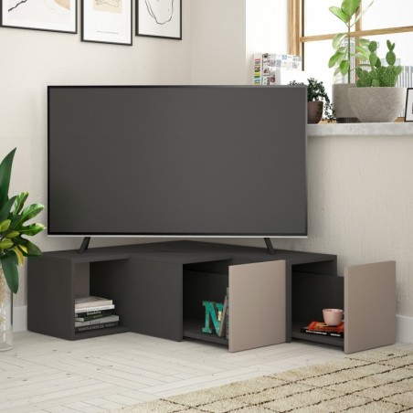 Mueble TV Compact antracita marrón claro