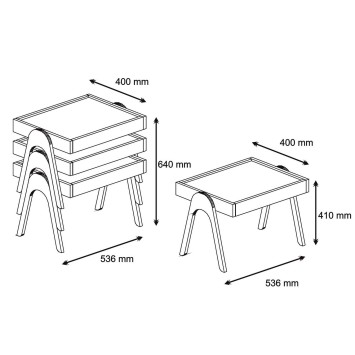 Set mesas de café (3 piezas) Roma blanco nogal - 845HCT2824