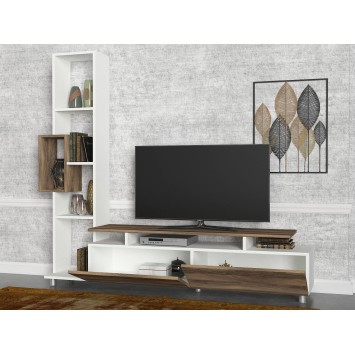 Mueble TV con estante Tulip nogal blanco - 745DCD3012