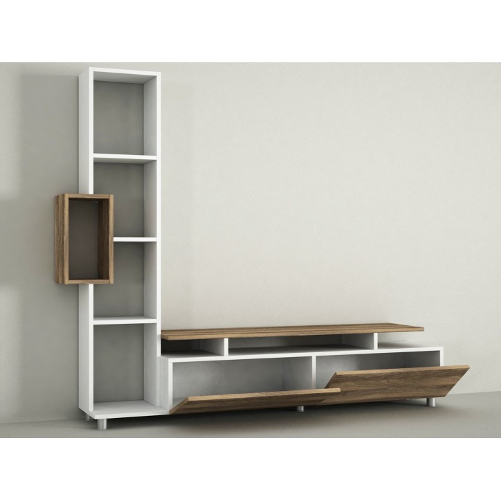 Mueble TV con estante Tulip nogal blanco